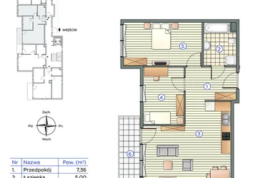 Rzut - Mieszkanie na sprzedaż 3 pokoje o powierzchni 55,46 m² - numer 3 w Pychowicka 27