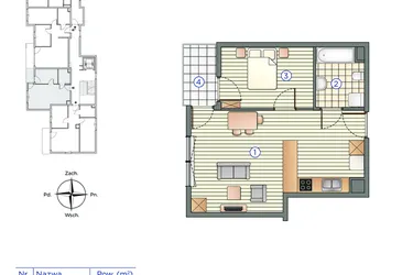 Rzut - Mieszkanie na sprzedaż 2 pokoje o powierzchni 38,38 m² - numer 10 w Pychowicka 27