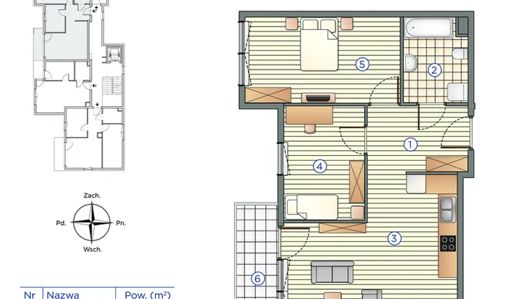 Rzut - Mieszkanie na sprzedaż 3 pokoje o powierzchni 55,46 m² - numer 11 w Pychowicka 27