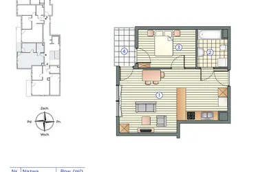 Rzut - Mieszkanie na sprzedaż 2 pokoje o powierzchni 38,38 m² - numer 14 w Pychowicka 27