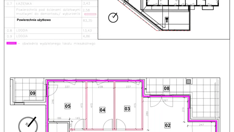 Rzut - Mieszkanie na sprzedaż 4 pokoje o powierzchni 83,45 m² - numer 1B-1-1 w Nowe Miasto Polesie etap IIIa