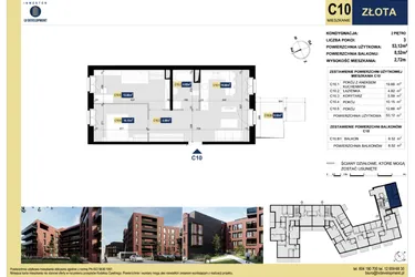 Rzut - Mieszkanie na sprzedaż 3 pokoje o powierzchni 52,85 m² - numer C10 w Apartamenty Złota
