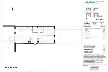 Rzut - Mieszkanie na sprzedaż 3 pokoje o powierzchni 92,85 m² - numer E.1.01 w CityFlow