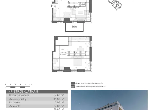 Rzut - Mieszkanie na sprzedaż 4 pokoje o powierzchni 80,78 m² - numer M-99 w Ultra Marina etap I