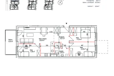 Rzut - Mieszkanie na sprzedaż 4 pokoje o powierzchni 71,87 m² - numer 16 w Łowicka 25