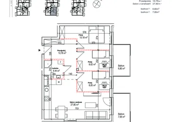 Rzut - Mieszkanie na sprzedaż 4 pokoje o powierzchni 73,45 m² - numer 22A w Łowicka 25