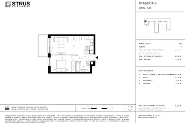 Rzut - Mieszkanie na sprzedaż 2 pokoje o powierzchni 38,99 m² - numer 5.A25 w Staszica 3