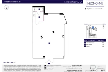Rzut - Lokal użytkowy na sprzedaż 1 pokój o powierzchni 104,48 m² - numer U4 w Osiedle Neonowe