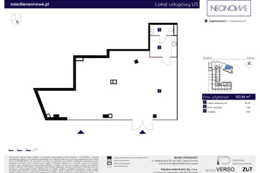 Rzut - Lokal użytkowy na sprzedaż 1 pokój o powierzchni 97,82 m² - numer U5 w Osiedle Neonowe