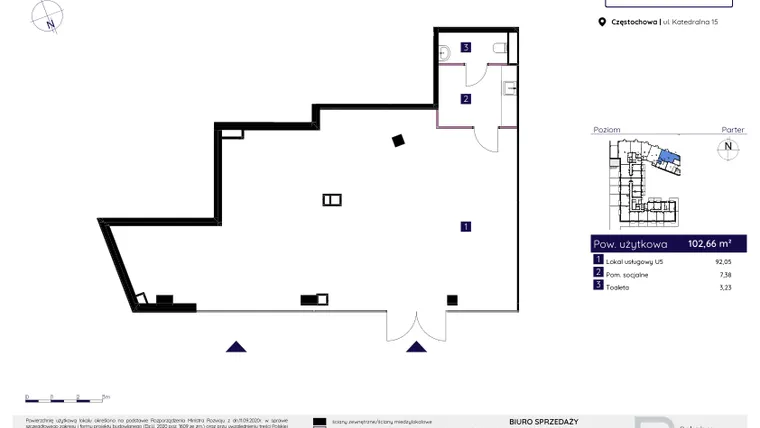 Rzut - Lokal użytkowy na sprzedaż 1 pokój o powierzchni 97,82 m² - numer U5 w Osiedle Neonowe