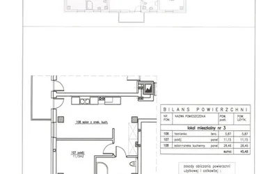 Rzut - Mieszkanie na sprzedaż 2 pokoje o powierzchni 49 m² - numer 3 w Nowy Horyzont