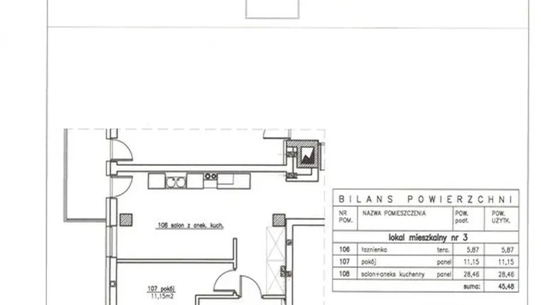 Rzut - Mieszkanie na sprzedaż 2 pokoje o powierzchni 49 m² - numer 3 w Nowy Horyzont