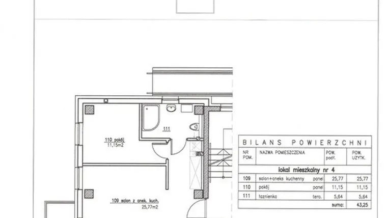 Rzut - Mieszkanie na sprzedaż 2 pokoje o powierzchni 40 m² - numer 4 w Nowy Horyzont