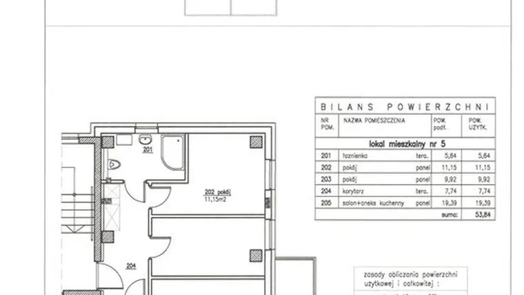 Rzut - Mieszkanie na sprzedaż 3 pokoje o powierzchni 35 m² - numer 5 w Nowy Horyzont