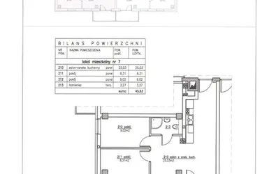 Rzut - Mieszkanie na sprzedaż 3 pokoje o powierzchni 45,63 m² - numer 7 w Nowy Horyzont