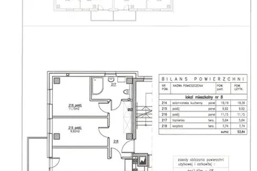 Rzut - Mieszkanie na sprzedaż 3 pokoje o powierzchni 53,84 m² - numer 8 w Nowy Horyzont