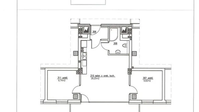 Rzut - Mieszkanie na sprzedaż 3 pokoje o powierzchni 54,63 m² - numer 10 w Nowy Horyzont