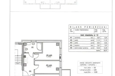 Rzut - Mieszkanie na sprzedaż 3 pokoje o powierzchni 53,77 m² - numer 12 w Nowy Horyzont