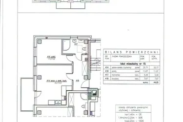Rzut - Mieszkanie na sprzedaż 3 pokoje o powierzchni 44,95 m² - numer 15 w Nowy Horyzont
