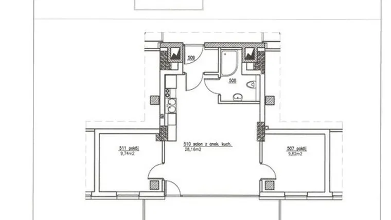 Rzut - Mieszkanie na sprzedaż 3 pokoje o powierzchni 54,54 m² - numer 17 w Nowy Horyzont