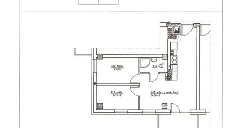 Rzut - Mieszkanie na sprzedaż 3 pokoje o powierzchni 45,48 m² - numer 21 w Nowy Horyzont