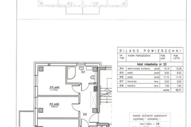 Rzut - Mieszkanie na sprzedaż 3 pokoje o powierzchni 53,71 m² - numer 22 w Nowy Horyzont