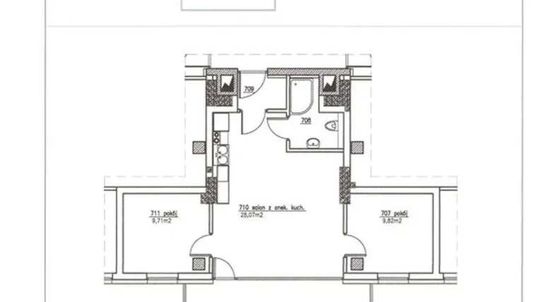 Rzut - Mieszkanie na sprzedaż 3 pokoje o powierzchni 54,42 m² - numer 24 w Nowy Horyzont