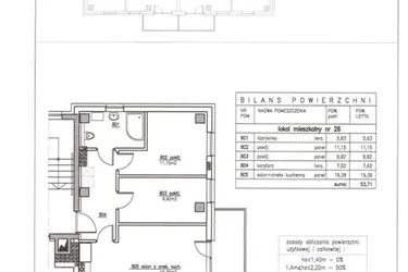Rzut - Mieszkanie na sprzedaż 3 pokoje o powierzchni 53,71 m² - numer 26 w Nowy Horyzont