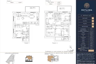 Rzut - Mieszkanie na sprzedaż 5 pokoi o powierzchni 120,42 m² - numer B5.M3 w Motława Garden