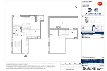 Rzut - Mieszkanie na sprzedaż 1 pokój o powierzchni 95,5 m² - numer B.20 w Osobowicka 114