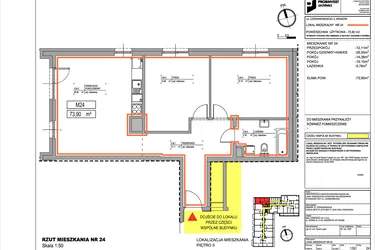 Rzut - Mieszkanie na sprzedaż 3 pokoje o powierzchni 73,9 m² - numer 3.24 w Czerwieńskiego 3