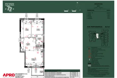 Rzut - Mieszkanie na sprzedaż 3 pokoje o powierzchni 59,17 m² - numer 4 w Wspólnota Mieszkaniowa Gajowa 72