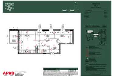 Rzut - Mieszkanie na sprzedaż 3 pokoje o powierzchni 66,85 m² - numer 34 w Wspólnota Mieszkaniowa Gajowa 72