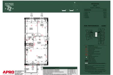 Rzut - Mieszkanie na sprzedaż 3 pokoje o powierzchni 63,08 m² - numer 87 w Wspólnota Mieszkaniowa Gajowa 72