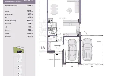 Rzut - Dom na sprzedaż 4 pokoje o powierzchni 186,09 m² - numer 1B w Harmony Residence