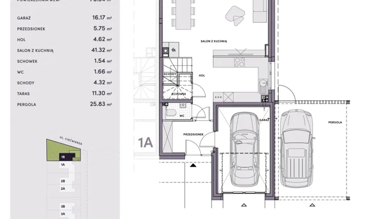 Rzut - Dom na sprzedaż 4 pokoje o powierzchni 186,09 m² - numer 1B w Harmony Residence