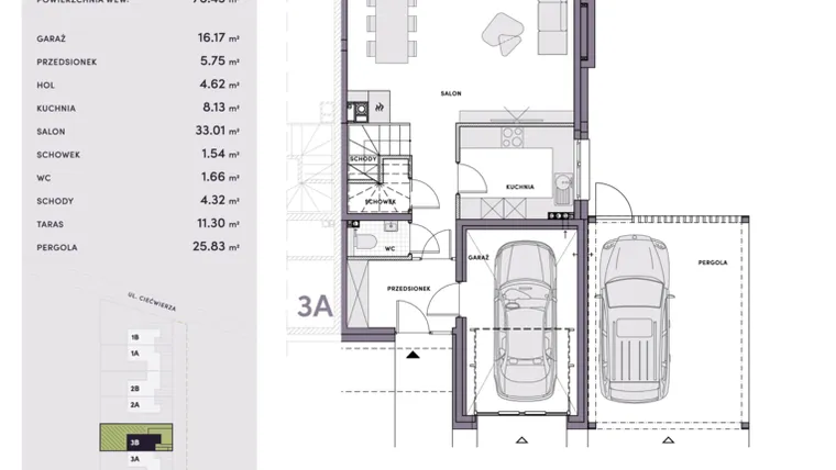 Rzut - Dom na sprzedaż 4 pokoje o powierzchni 185,83 m² - numer 3B w Harmony Residence