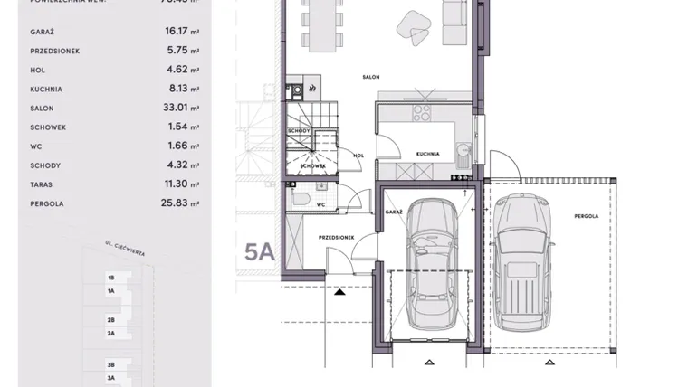 Rzut - Dom na sprzedaż 4 pokoje o powierzchni 185,83 m² - numer 5B w Harmony Residence