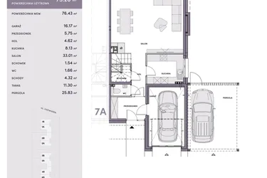 Rzut - Dom na sprzedaż 4 pokoje o powierzchni 185,83 m² - numer 7B w Harmony Residence