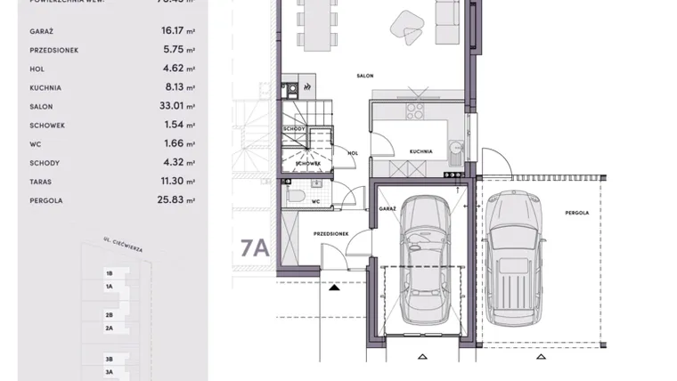 Rzut - Dom na sprzedaż 4 pokoje o powierzchni 185,83 m² - numer 7B w Harmony Residence
