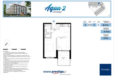 Rzut - Mieszkanie na sprzedaż 1 pokój o powierzchni 36,27 m² - numer F.117 w Bel Mare (Międzyzdroje)