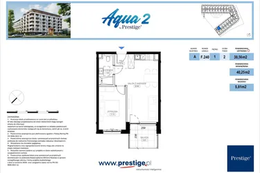 Rzut - Mieszkanie na sprzedaż 2 pokoje o powierzchni 38,56 m² - numer F.240 w Bel Mare (Międzyzdroje)