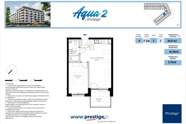 Rzut - Mieszkanie na sprzedaż 2 pokoje o powierzchni 38,67 m² - numer F.330 w Bel Mare (Międzyzdroje)
