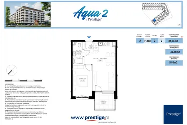 Rzut - Mieszkanie na sprzedaż 2 pokoje o powierzchni 38,67 m² - numer F.340 w Bel Mare (Międzyzdroje)