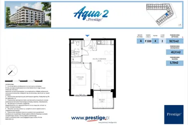Rzut - Mieszkanie na sprzedaż 2 pokoje o powierzchni 38,72 m² - numer F.530 w Bel Mare (Międzyzdroje)