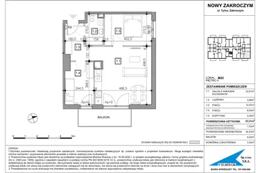 Rzut - Mieszkanie na sprzedaż 3 pokoje o powierzchni 53,22 m² - numer 22 w Nowy Zakroczym