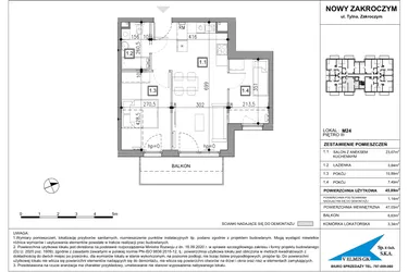 Rzut - Mieszkanie na sprzedaż 3 pokoje o powierzchni 45,99 m² - numer 24 w Nowy Zakroczym