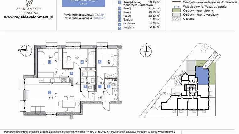 Rzut - Mieszkanie na sprzedaż 4 pokoje o powierzchni 75,38 m² - numer M4_0.7 w Apartmenty Berensona
