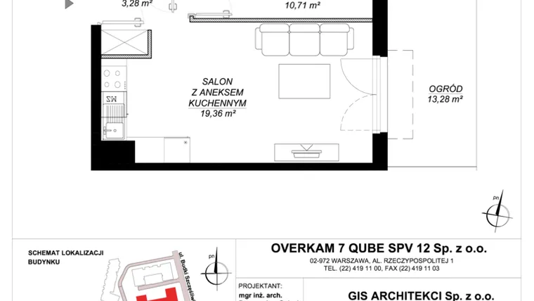 Rzut - Mieszkanie na sprzedaż 2 pokoje o powierzchni 38,36 m² - numer CS/15/C/0/3 w City Sfera