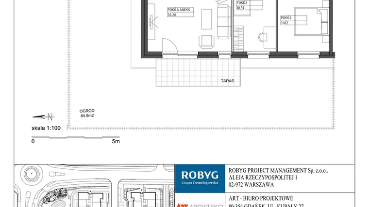 Rzut - Mieszkanie na sprzedaż 3 pokoje o powierzchni 65,68 m² - numer J4.0M01 w Zielony Widok